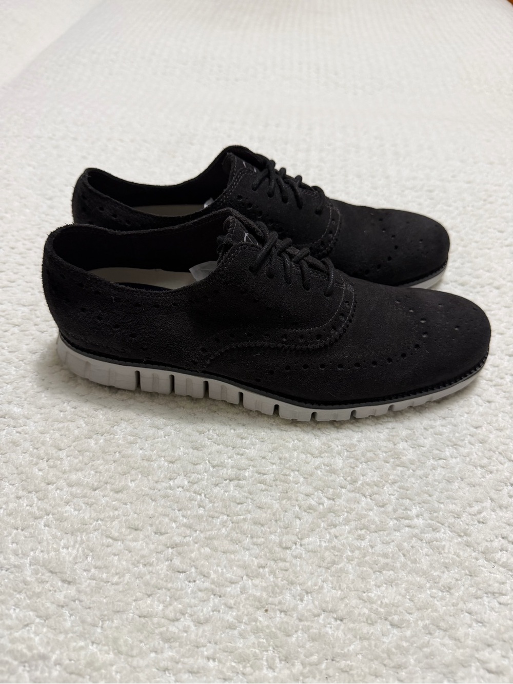 Cole Haan ZERØGRAND Wingtip Oxford Midnight Grey Suede Men’s Size 9.5